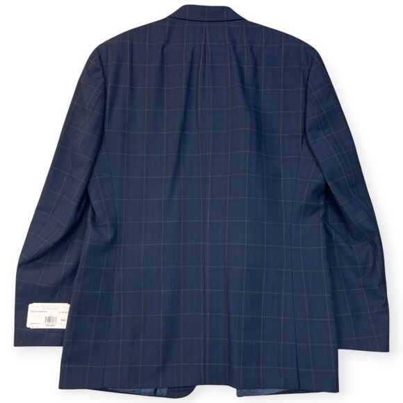 New Michael Strahan Mens Windowpane Plaid Blue Blazer SportCoat Classic Fit 44L - Picture 3 of 16